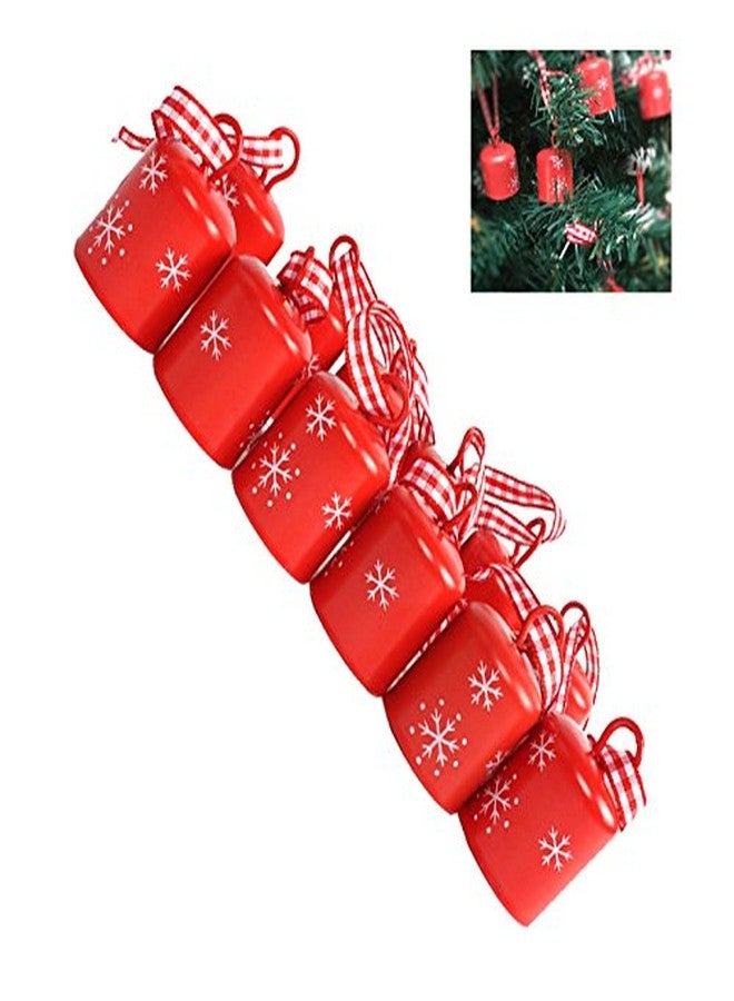 Futaba Cylindrical Jingle Bell Christmas Tree Decoration- Red - Pack of 12 - Image 3